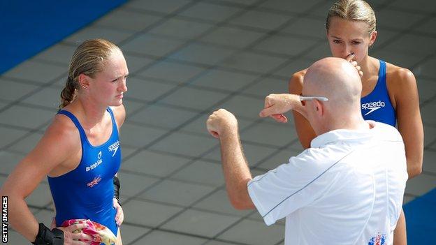Sarah Barrow (left) and Tonia Coach with coach Andy Banks