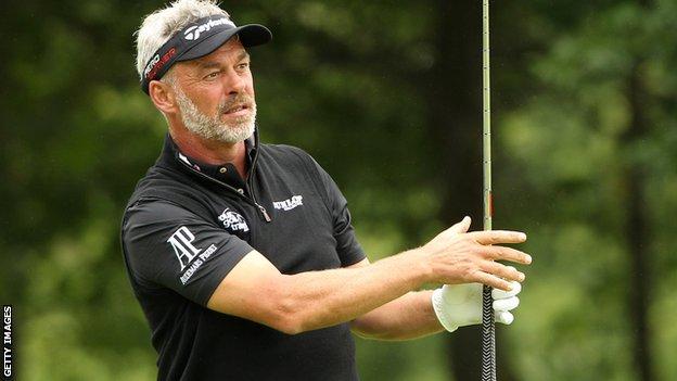Darren Clarke suffered a triple-bogey six at the short eighth
