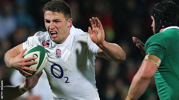 Sam Burgess in action for England Saxons