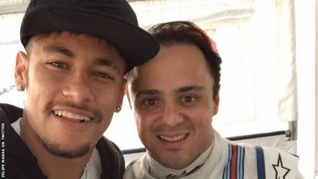 Brazil and Barcelona forward Neymar (left) and Williams driver Felipe Massa