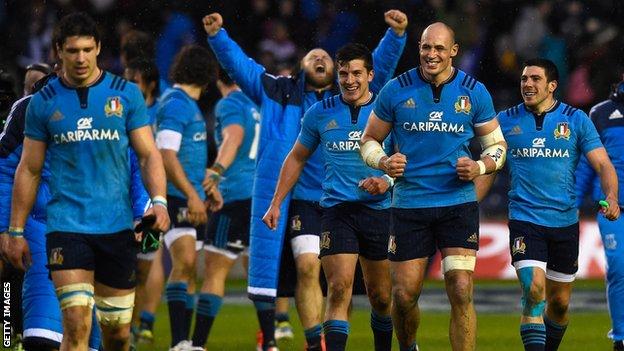 Italy outscored Scotland three tries to one at Murrayfield