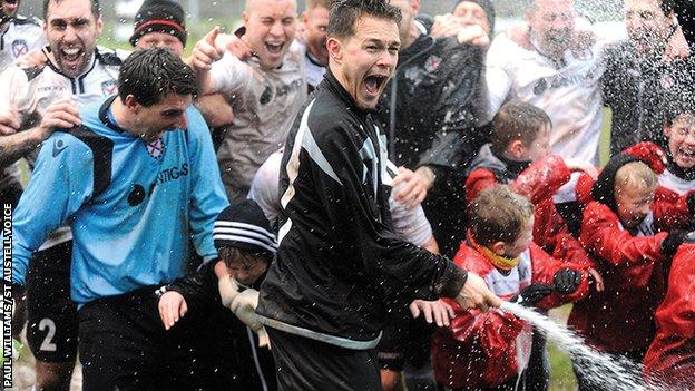 St Austell celebrate making the last four of the FA Vase