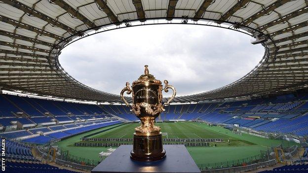 Rugby World Cup trophy in Rome
