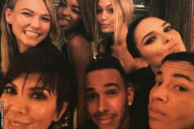 Lewis Hamilton and friends at Paris Fashion Week