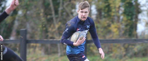 Winger Liam Cook in action for the Scottish Exiles