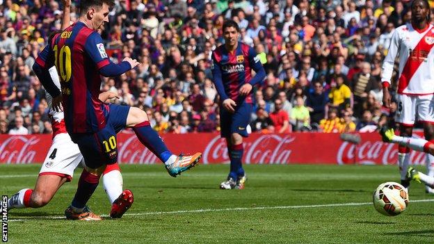 Lionel Messi scoring a goal
