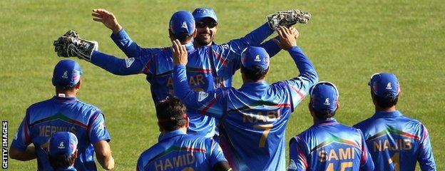 Afghanistan celebrate a wicket