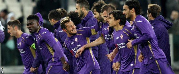 Fiorentina players celebrate