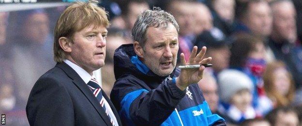 Rangers manager Stuart McCall and assistant Kenny Black