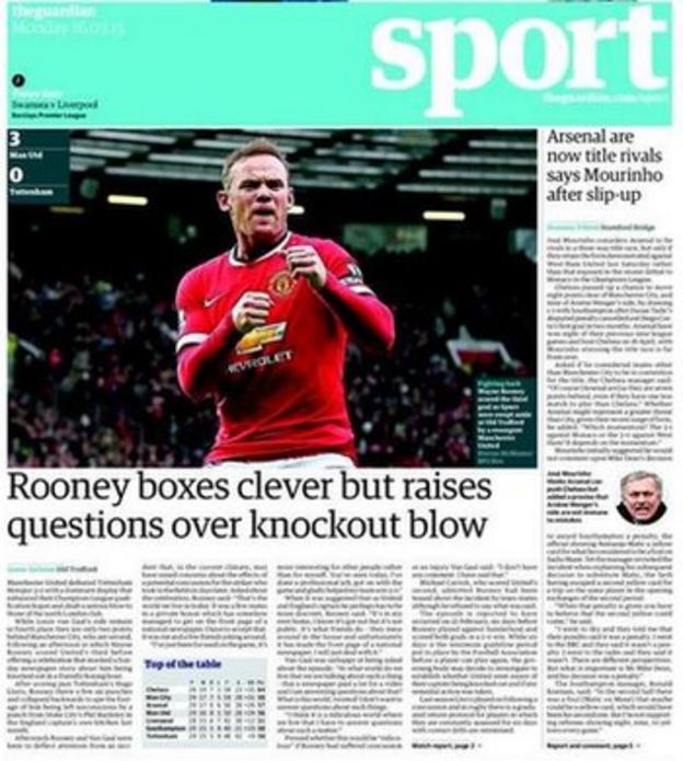Guardian back page on Monday