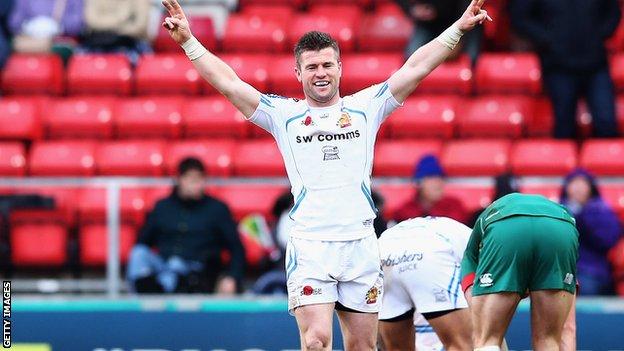 Ceri Sweeney celebrates helping Exeter to their second successive LV= Cup final