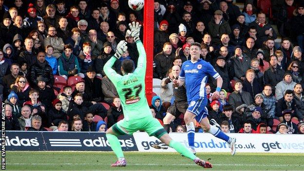 Alex Revell scores for Cardiff at Brentford