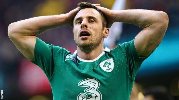 Tommy Bowe shows his frustration after Ireland's defeat by Wales