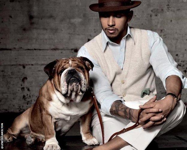 Lewis Hamilton and Roscoe in Man of the World magazine