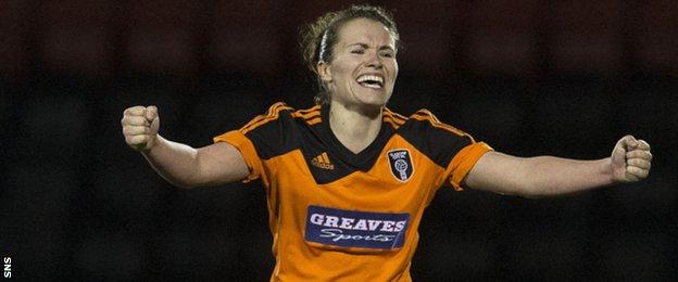 Joanne Love celebrates after Glasgow City knocked out Zurich to make the Champions League last eight.
