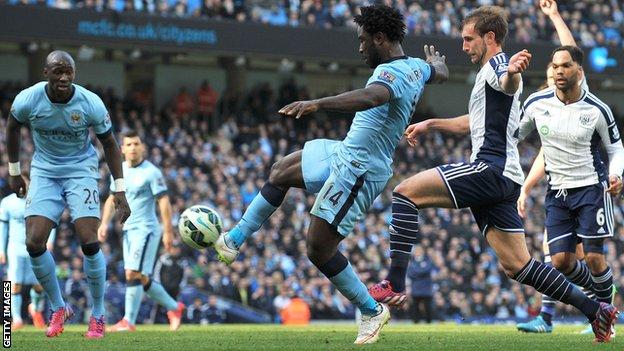 Wilfried Bony scores for Manchester City