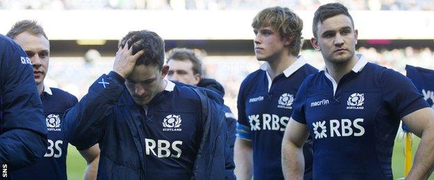Scotland players looking dejected