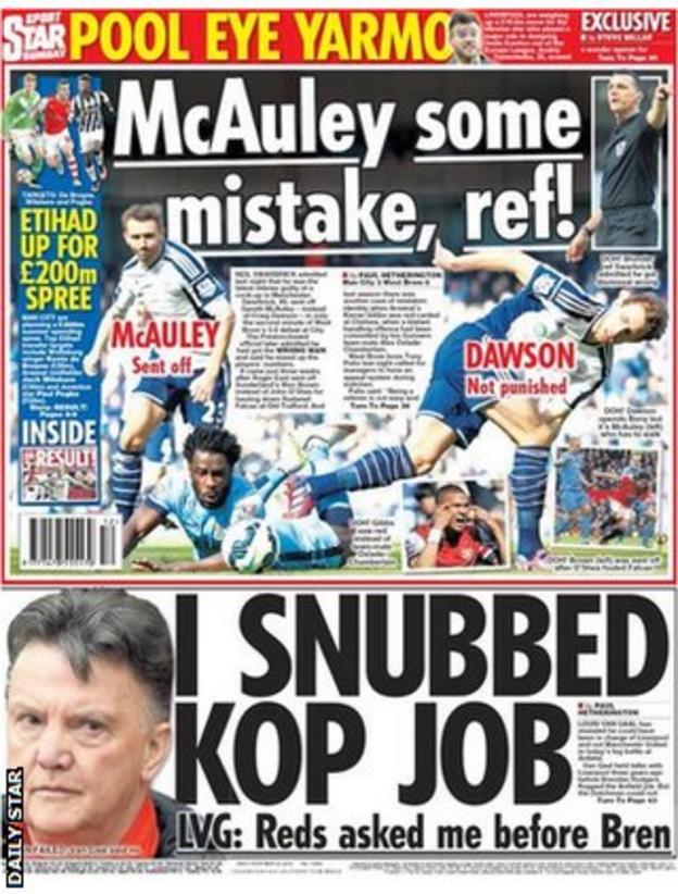 Sunday's Daily Star back page