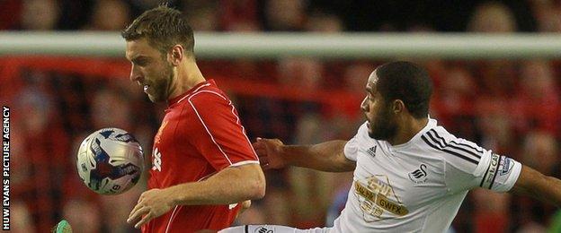 Liverpool's Rickie Lambert (left) and Ashley Williams