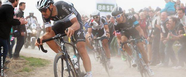 Tom Boonen in action at the Tour of Flanders