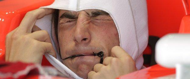 Roberto Merhi grimmaces