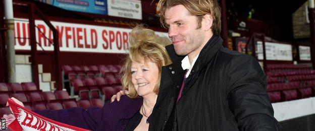 Hearts owner Ann Budge with head coach Robbie Neilson
