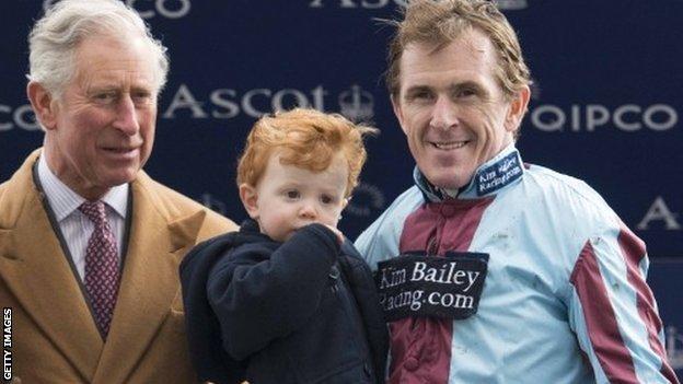 AP McCoy (right) with son Archie and the Prince of Wales at Ascot