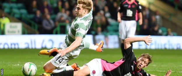 Partick Thistle's James Craigen fouls Celtic's Stuart Armstrong