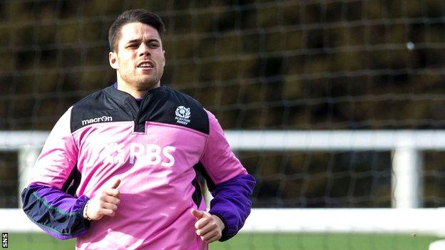 Sean Maitland training with the Scotland squad in March