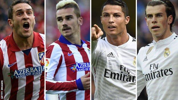 Koke, Antoine Griezmann, Cristiano Ronaldo and Gareth Bale