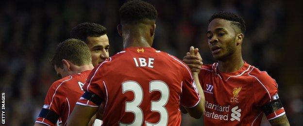 Jordon Ibe congratulates Raheem Sterling