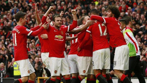 Manchester United players celebrate