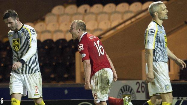 Liam Boyce celebrates as Ross County defeat St Mirren 3-0