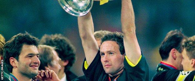 Paul Lambert lifting the European Cup with Borussia Dortmund