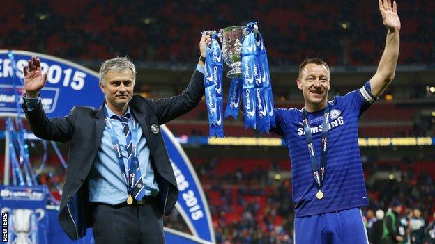 Chelsea manager Jose Mourinho with skipper John Terry