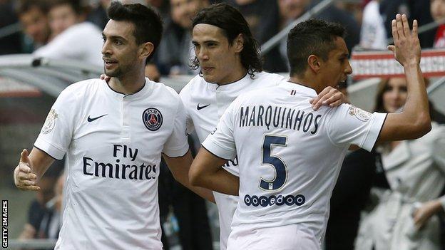 Paris St-Germain celebrate their opening goal