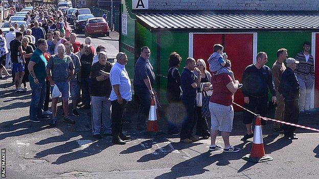 Thousands of fans queued for Irish Cup final tickets at Glentoran's Oval ground