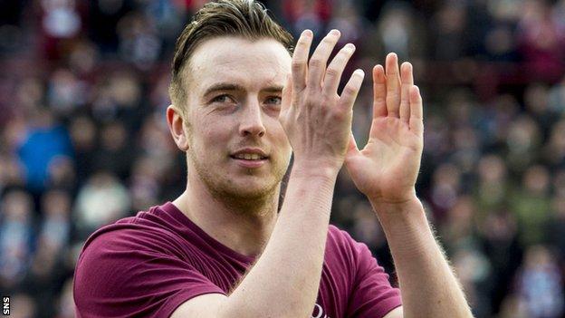 Danny Wilson celebrates Hearts' title win and promotion