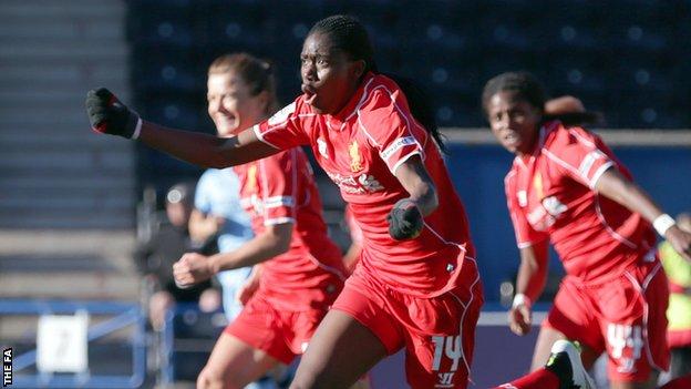 Liverpool's Asisat Oshoala scored the opener against Manchester City Women