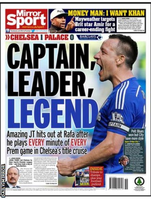 Monday's Daily Mirror back page