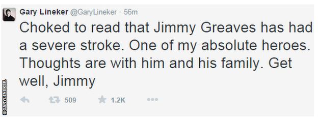 Gary Lineker tweet in support of Jimmy Greaves