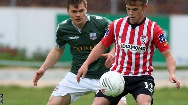 Galway's Colm Horgan challenges City midfielder Joshua Daniels