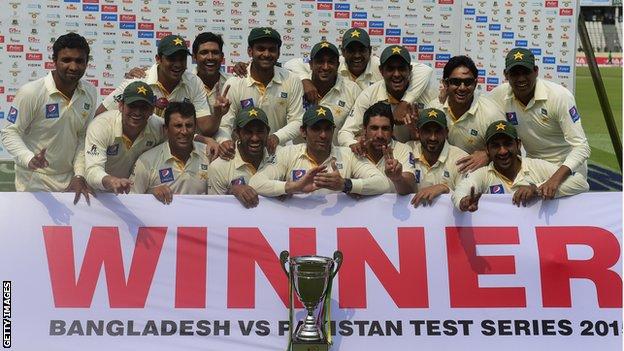 Pakistan with the Test series trophy