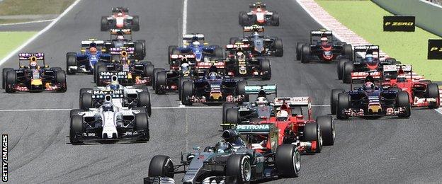The start of the 2015 Spanish Grand Prix