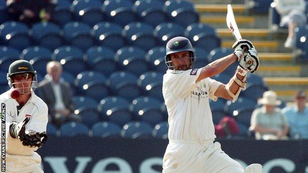 Jason Gillespie in batting action for Glamorgan