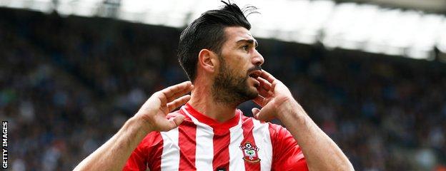 Southampton's Graziano Pelle reacts to a missed chance