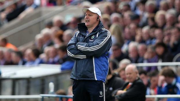 Monaghan manager Malachy O'Rourke watches the action from the Breffni Park sidelines