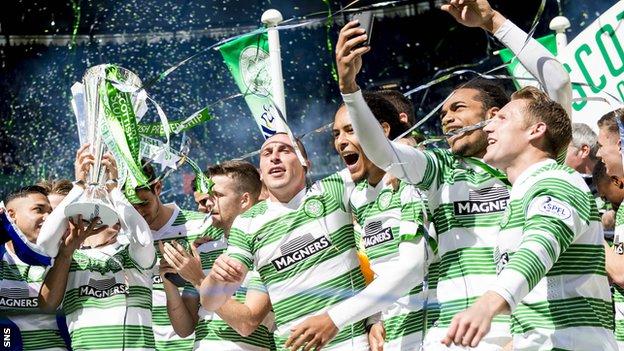 Celtic lifted the Scottish Premiership title after a comprehensive victory over Inverness CT