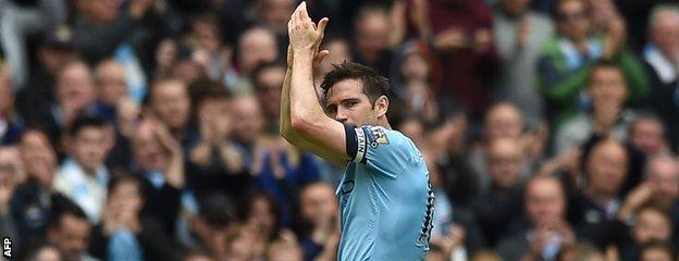 Frank Lampard applauds fans as he is substituted