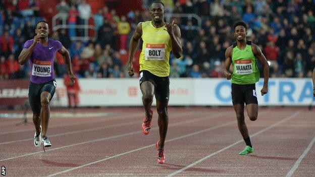 Usain Bolt wins at the Golden Spike event in Ostrava
